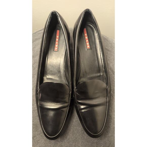 Black Leather Prada pumps kitten heel loafer 38 - Picture 2 of 9